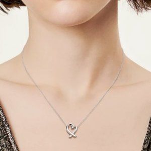 Tiffany?& Co Paloma Picasso Loving Heart Necklace Sterling Silver